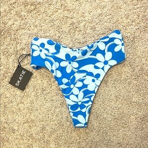 Skatie Vibrant Blue and White Floral Bikini Bottom